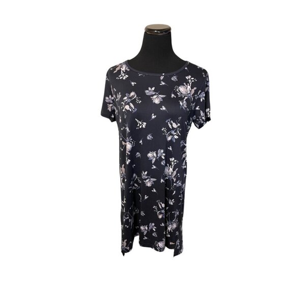 SOLD NWT BCBGMaxazria Navy Blue and White Floral Tunic Mini Dress Short Sleeve - Picture 1 of 4